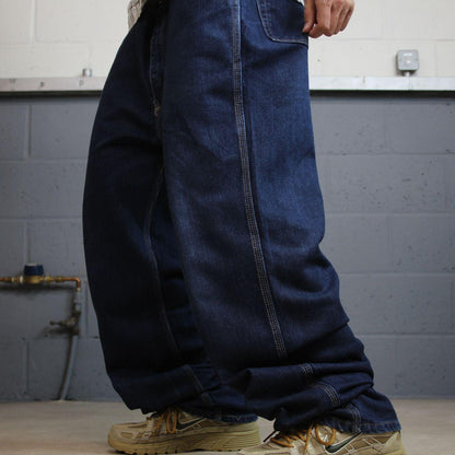 Baggy denim carpenter jeans y2k W44L35 blue Tyndale FR loose skater cargos, fire resistant