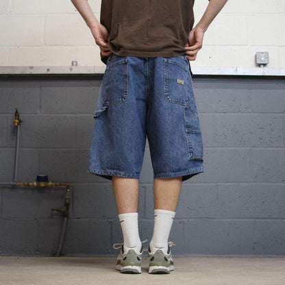 Y2k Wrangler carpenter shorts skater style blue W38 Denim loose summer jorts