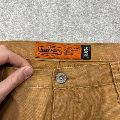 Y2K baggy carpenter jeans wide leg tan brown Loose Jesse James skate style workwear cargo pants