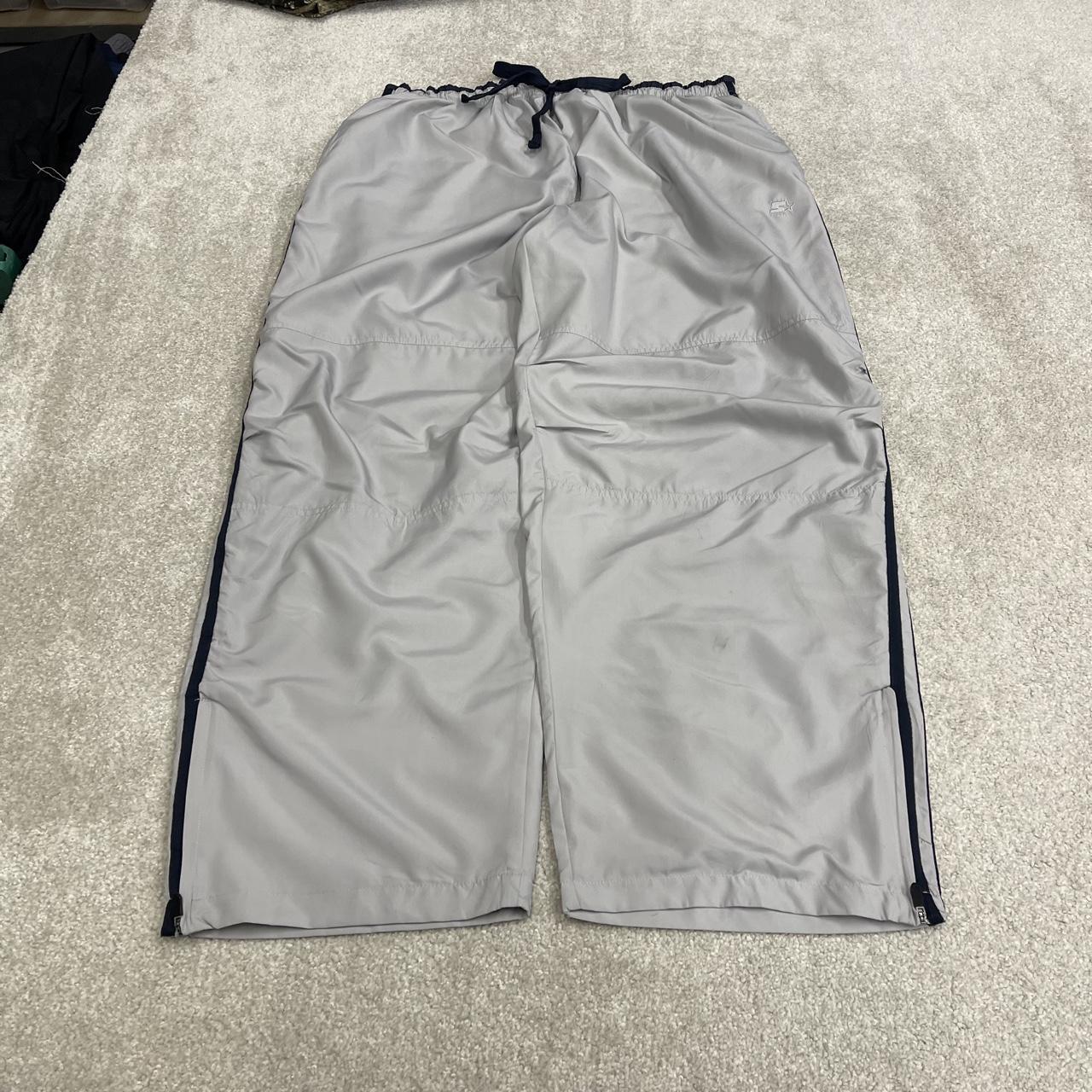Y2K Starter baggy tracksuit bottoms wide leg grey track pants with soft lining embroidered logo