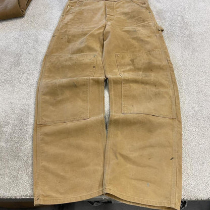 Vintage Carhartt dungarees tan brown overalls Bib & brace utility workwear farmer