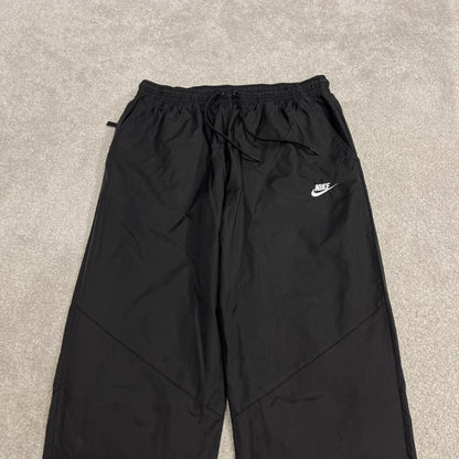 Nike tracksuit bottoms Y2K black Loose mesh lined embroidered cuffed track pants