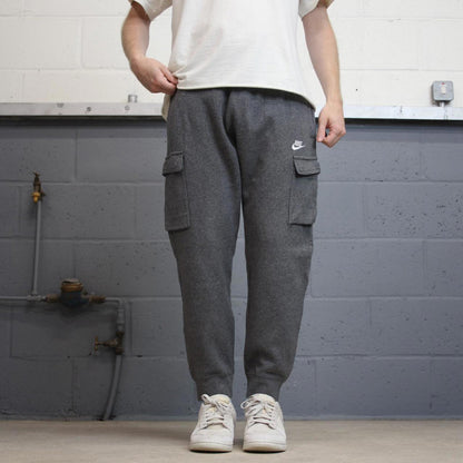 Y2k Grey Nike Cargo Joggers Medium Mens sweatpants embroidered logo