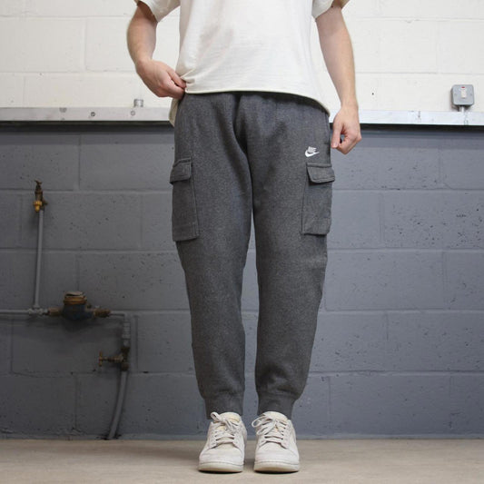 Y2k Grey Nike Cargo Joggers Medium Mens sweatpants embroidered logo