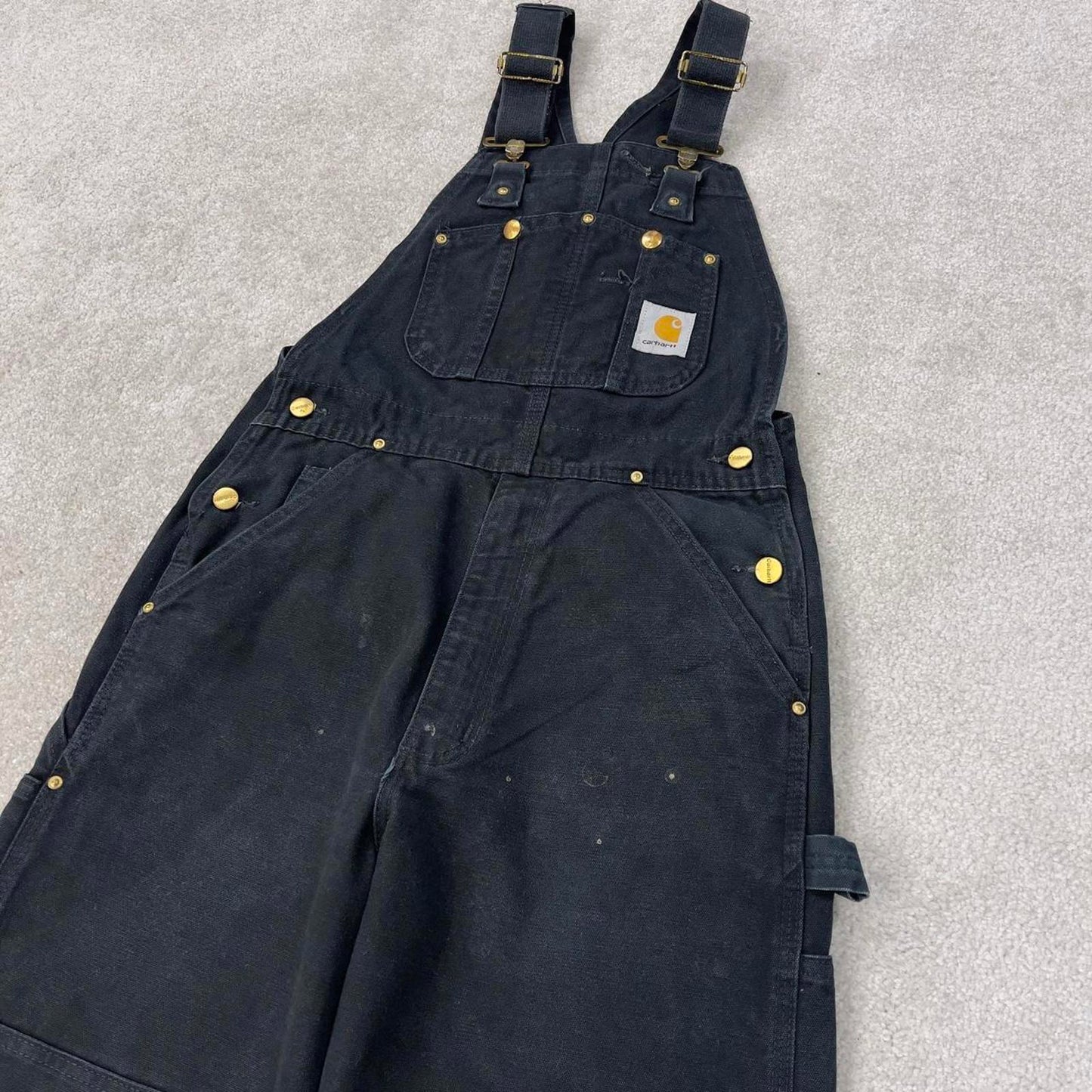 Black Carhartt dungarees W28L28 mens canvas overalls utility worker