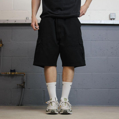Wrangler baggy cargo shorts wide leg black Cotton chino skater style shorts loose leg