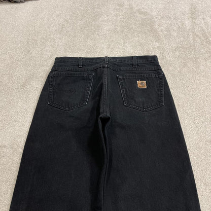 Black Carhartt jeans loose work pants 100% cotton denim skate style workwear pants