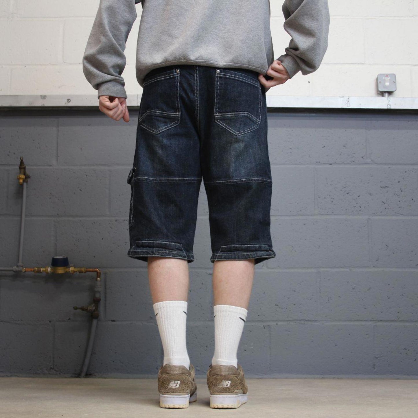 Y2k cargo shorts skater style blue Denim loose leg utility summer festival jorts