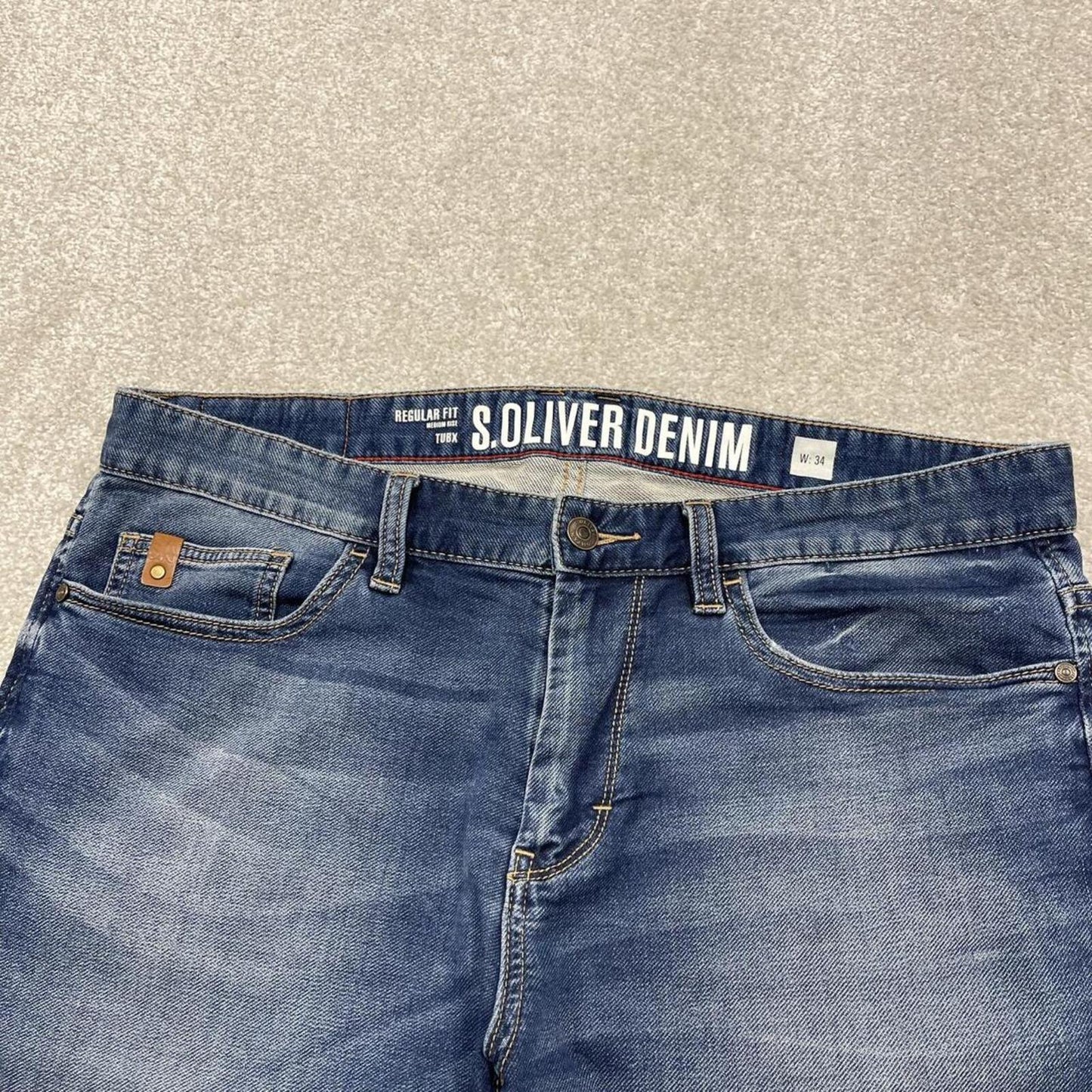 Y2k embroidered denim shorts blue W34 S.Oliver summer festival jorts