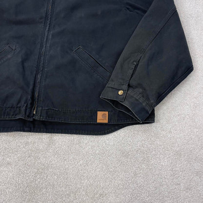 Black Carhartt hooded active jacket 2XL canvas bomber American