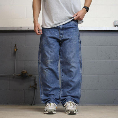 Dickies carpenter jeans W38L32 loose blue denim cargo skater style jeans