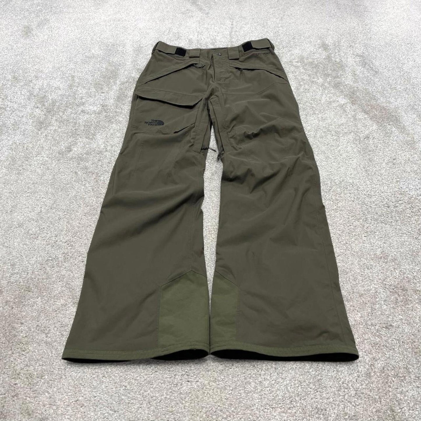 North Face ski pants salopettes L men's y2k green adjustable TNF snow trousers skiing