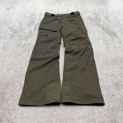 North Face ski pants salopettes L men's y2k green adjustable TNF snow trousers skiing