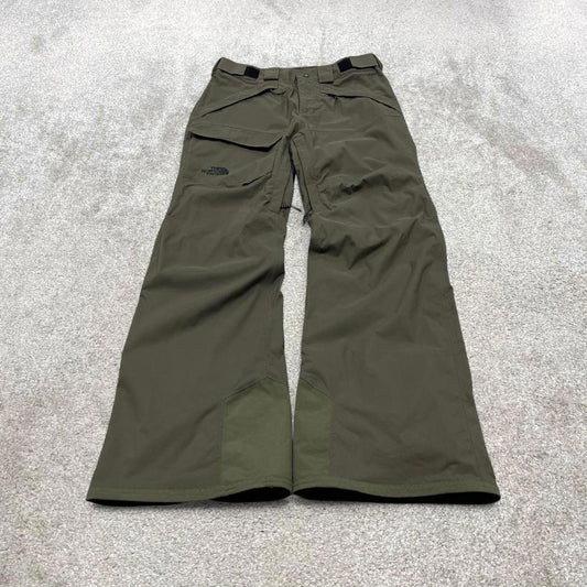 North Face ski pants salopettes L men's y2k green adjustable TNF snow trousers skiing