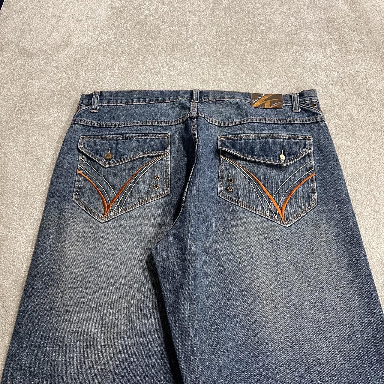 Baggy embroidered jeans loose blue denim Y2K Knockout Jeans loose surf style pants embroidered