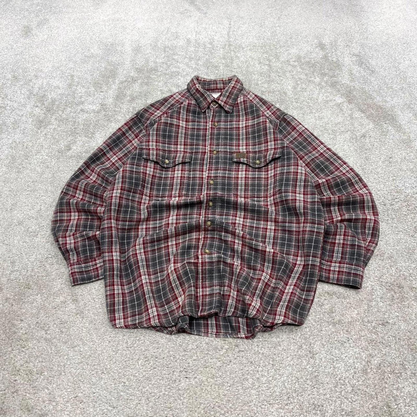 Wrangler Checkered plaid flannel shirt M red men's long sleeve thick over shirt autumnal y2k style
