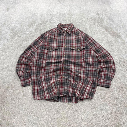 Wrangler Checkered plaid flannel shirt M red men's long sleeve thick over shirt autumnal y2k style
