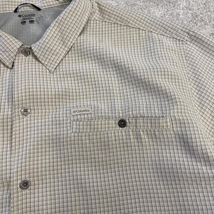 Columbia checkered short sleeve shirt boxy beige Y2K surf style check shirt summer festival