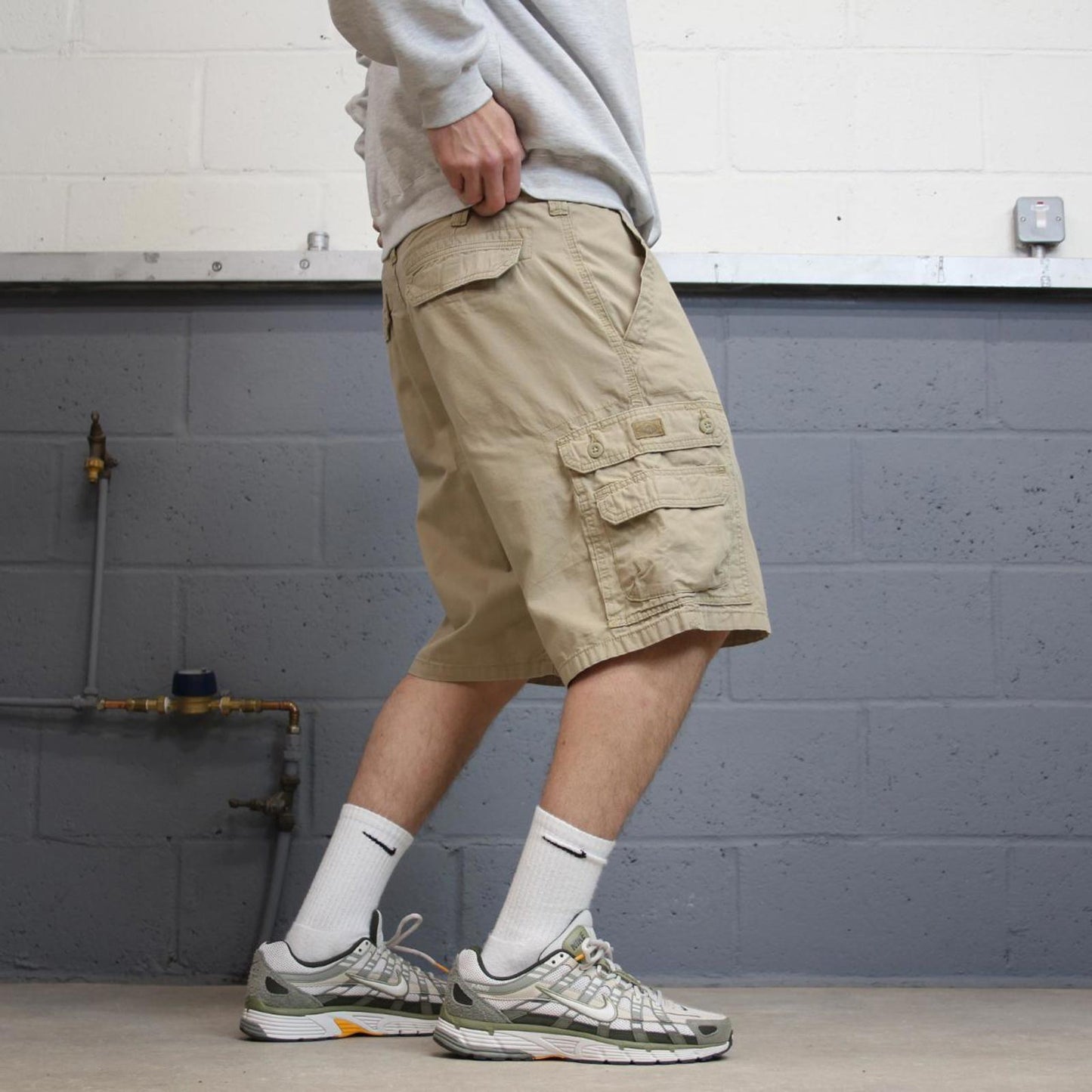 Y2K baggy Lee cargo technical shorts beige Loose chino utility summer festival hiking shorts