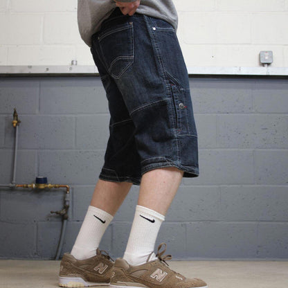 Y2k cargo shorts skater style blue Denim loose leg utility summer festival jorts