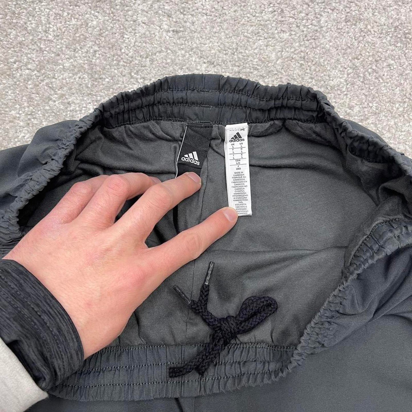Vintage y2k Adidas tracksuit bottoms grey Loose floaty drawstring track pants side stripes
