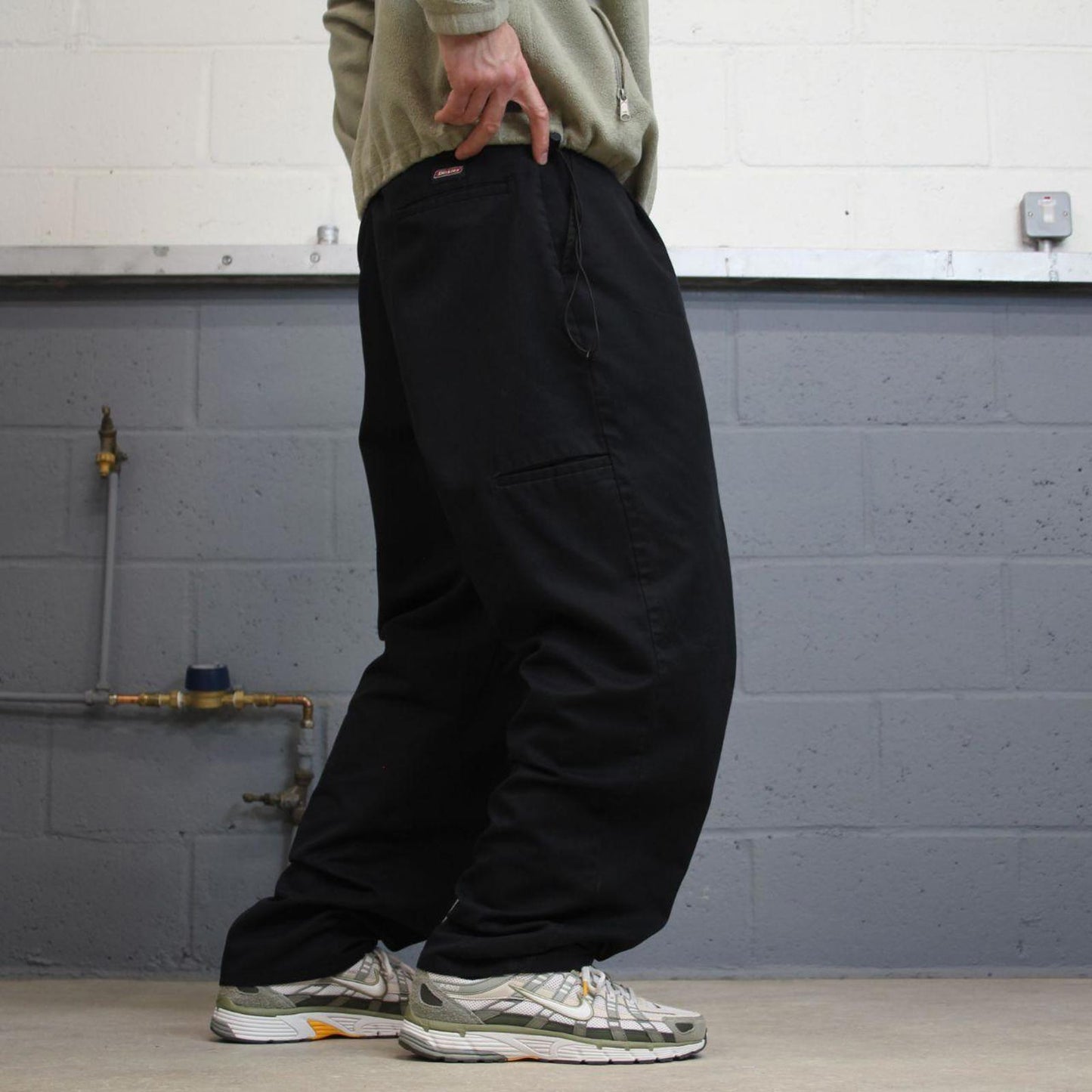 Y2k pleated Dickies carpenter work pants black Loose twill chino skate style cargo trousers