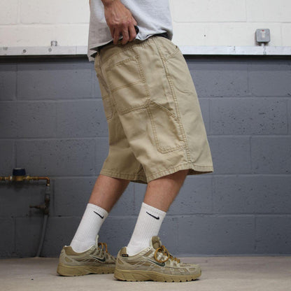 Baggy carpenter shorts canvas cargo tan Blue Mountain skater style surf jorts