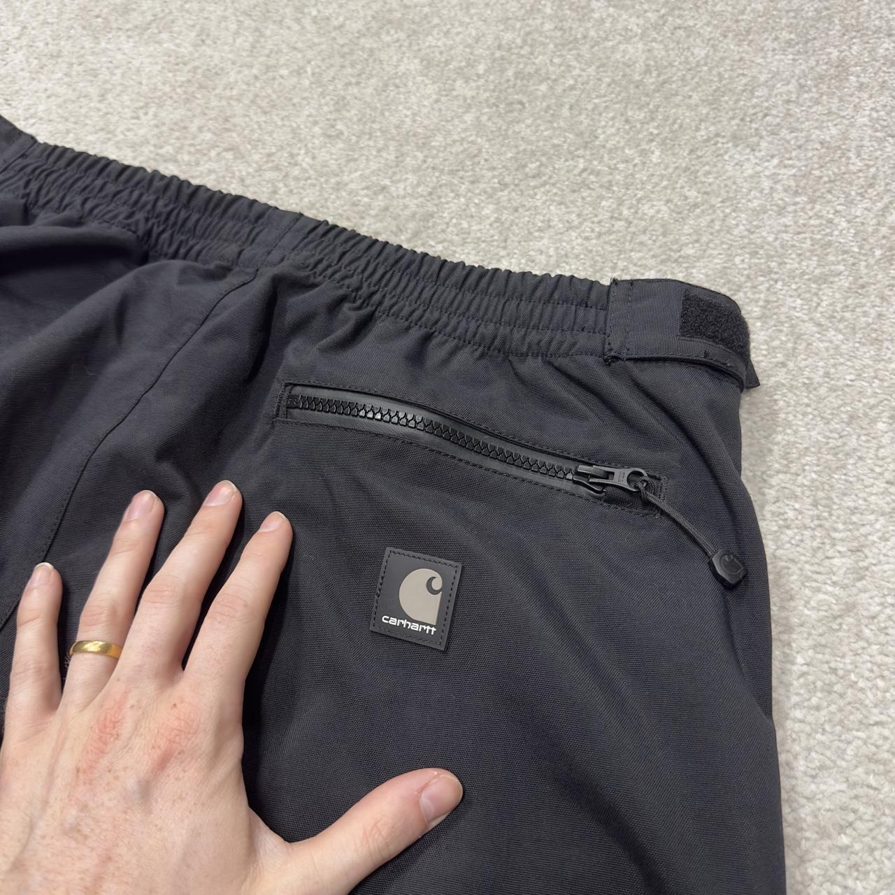 Carhartt baggy waterproof trousers black Wide leg mesh lined waterproof breathable technical pants