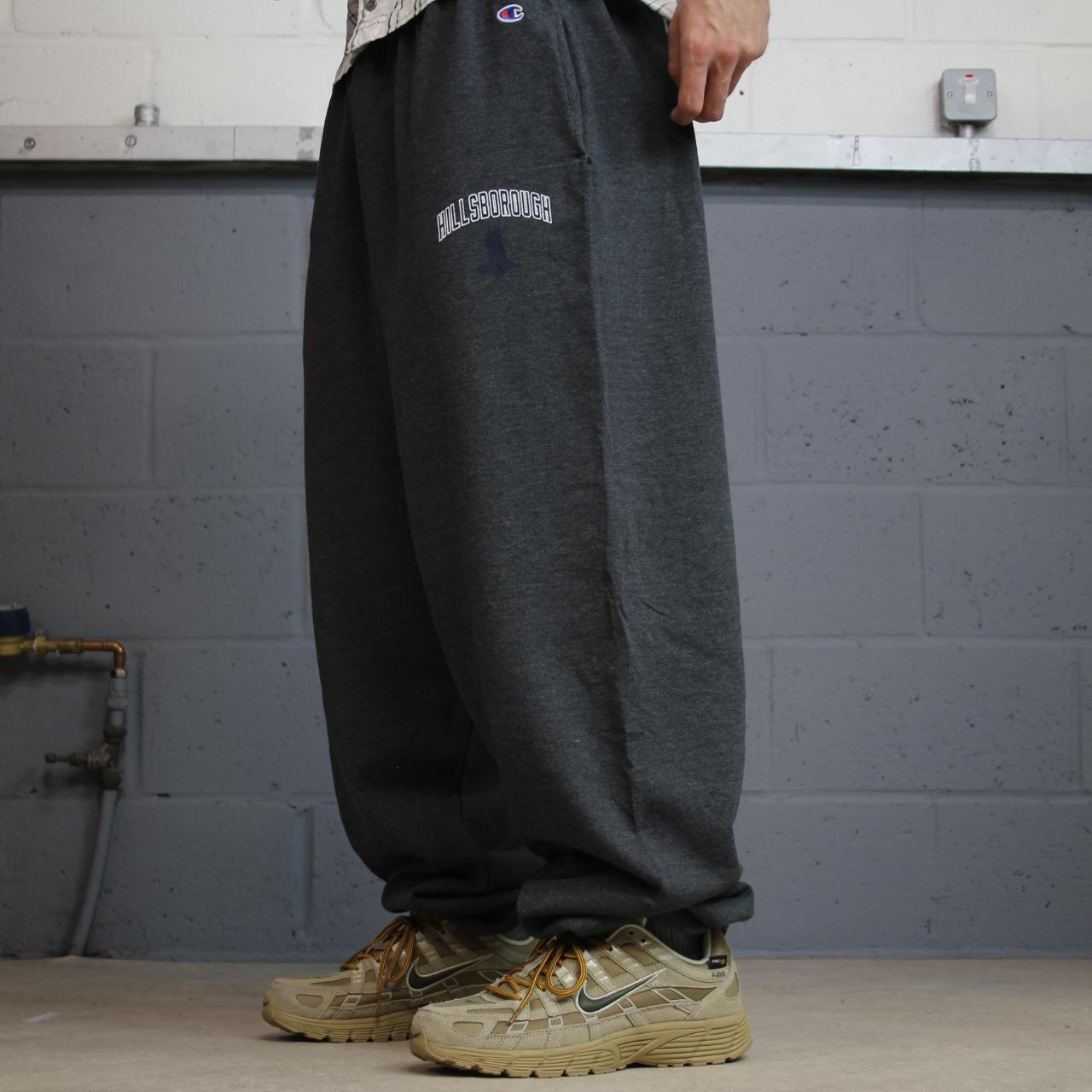Y2K Champion baggy joggers grey wide leg cuffed Loose embroidered track pants