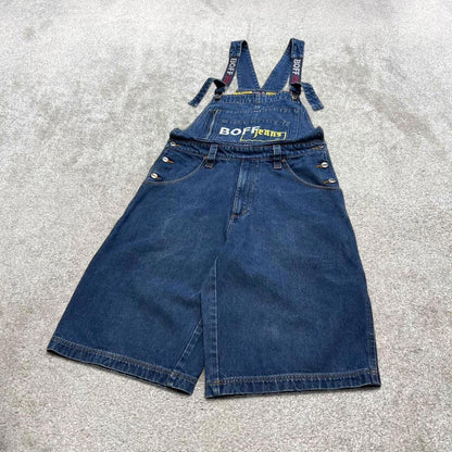 Embroidered BOFF jeans dungarees W34 90s y2k hip hop skater style denim overall shorts