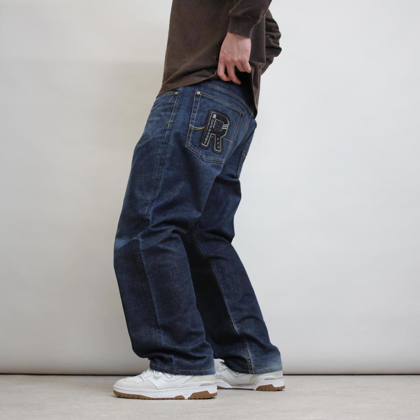 Blue USA Rugby embroidered jeans W38 L30 loose y2k embroidered design hip hop jeans