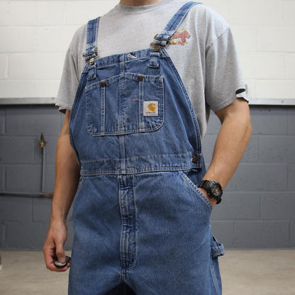 Carhartt denim Dungarees loose overalls blue Farmer workwear bib & brace utility