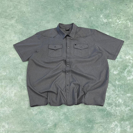 North Face short sleeve shirt y2k grey TNF surf style festival button down summer shirt