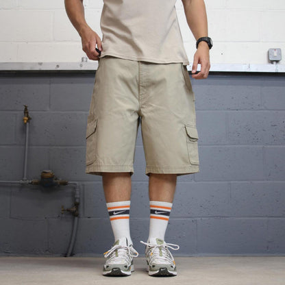 Beige baggy Dickies cargo shorts W40