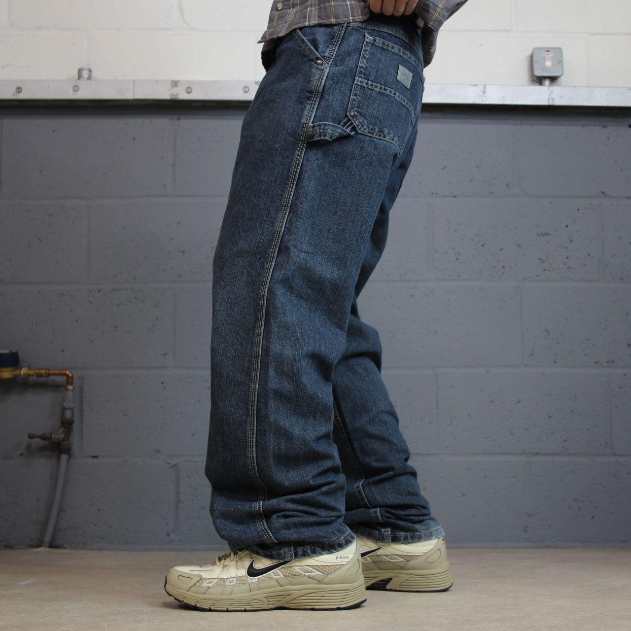 Vintage Lee denim carpenter jeans y2k blue Loose straight leg skater style utility workwear trousers
