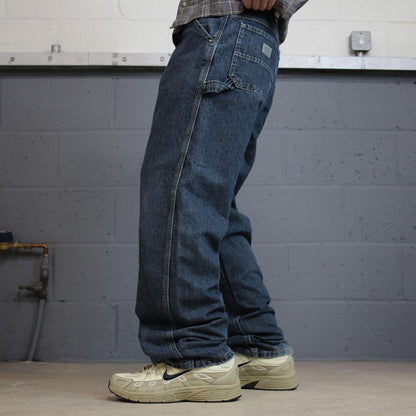Vintage Lee denim carpenter jeans y2k blue Loose straight leg skater style utility workwear trousers