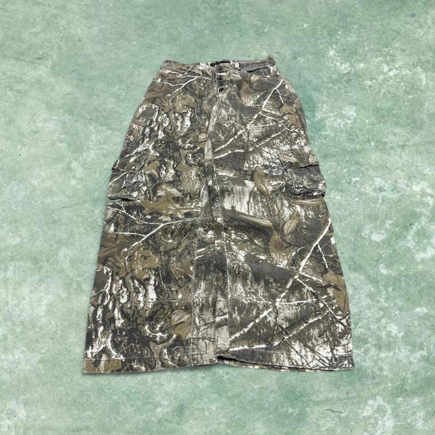 Y2k camo cargo pants brown Finesse floaty tree camouflage cargos