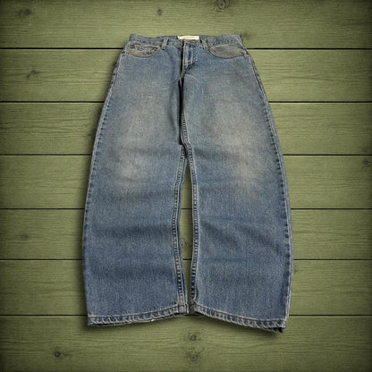 Y2K Levi’s 550 jeans W30L30 straight leg relaxed blue Relaxed fit 5 pocket pants red tab logo