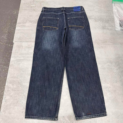 Blue G Unit jeans W38 L32 wide leg 90s style print design jeans