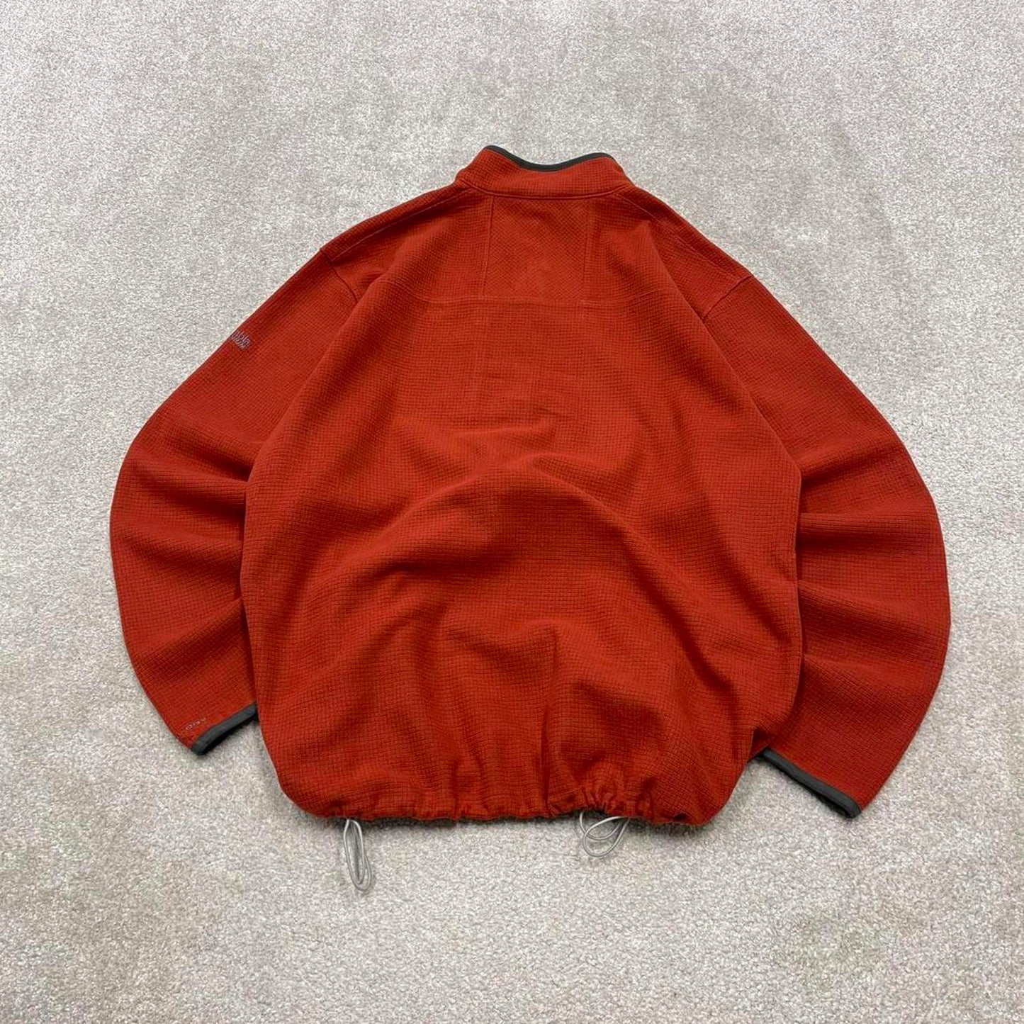 00s Columbia technical fleece L men's red 1/4 zip up y2k waffle style autumn adjustable waist