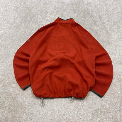 00s Columbia technical fleece L men's red 1/4 zip up y2k waffle style autumn adjustable waist
