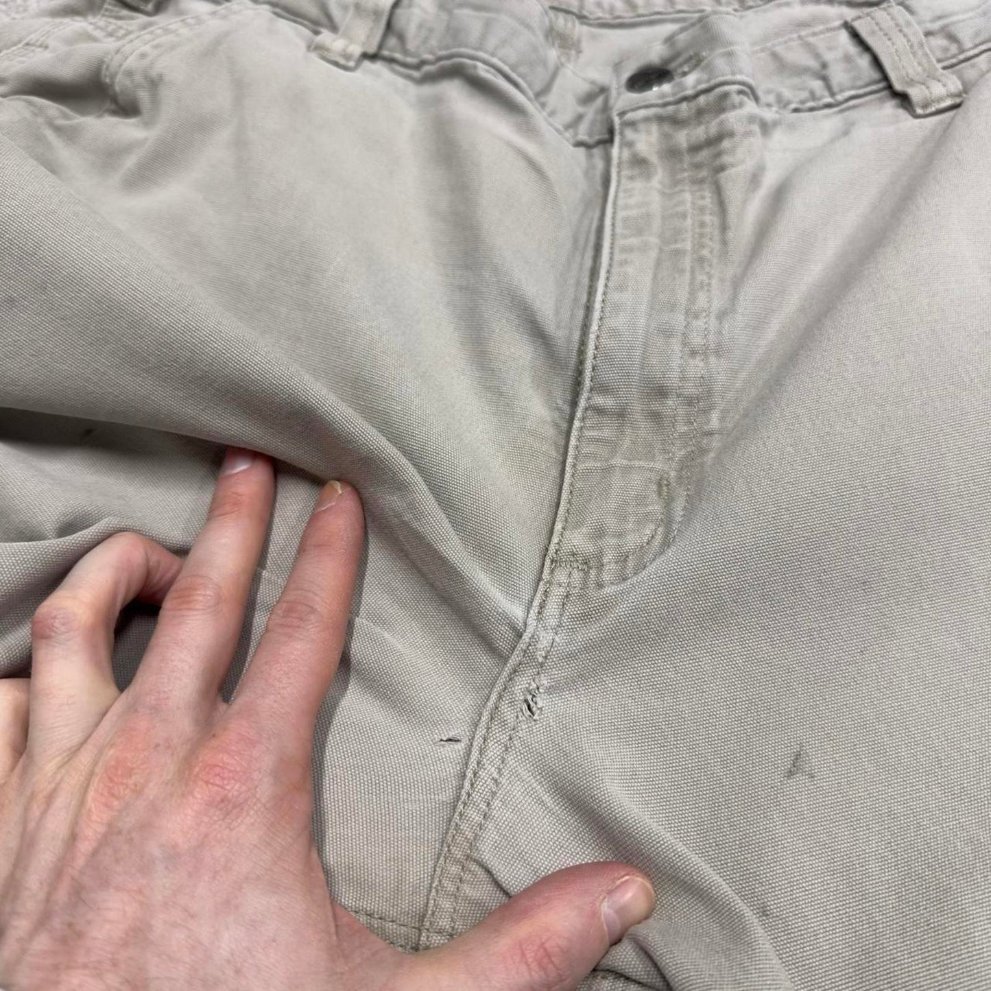 Y2K Carhartt carpenter jeans beige Relaxed fit canvasy skate style workwear cargo pants