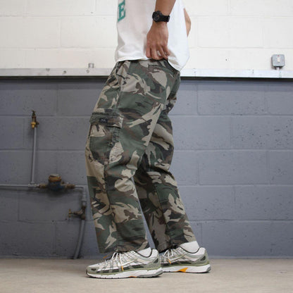 Camo Wrangler cargo pants W40L24.5 khaki forest camouflage relaxed straight y2k style cargo trousers