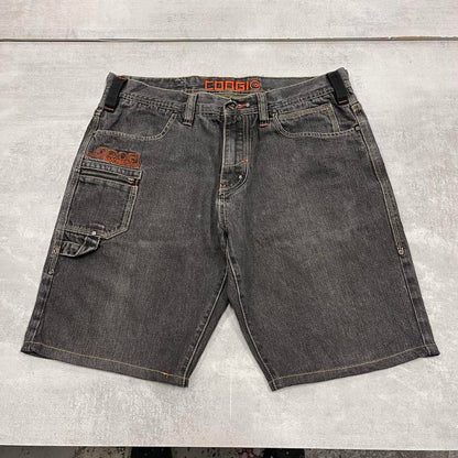 Embroidered black COOGI denim shorts W38