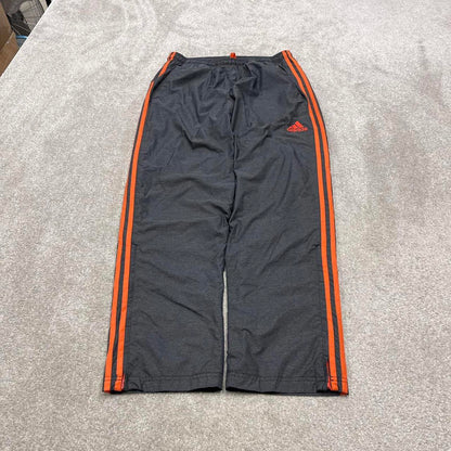 Y2K Adidas tracksuit bottoms grey Loose leg lined orange striped track pants