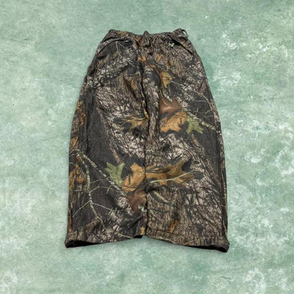 Vintage baggy camo cargo pants green Remington Mossy Oak tree camouflage fleece cargos