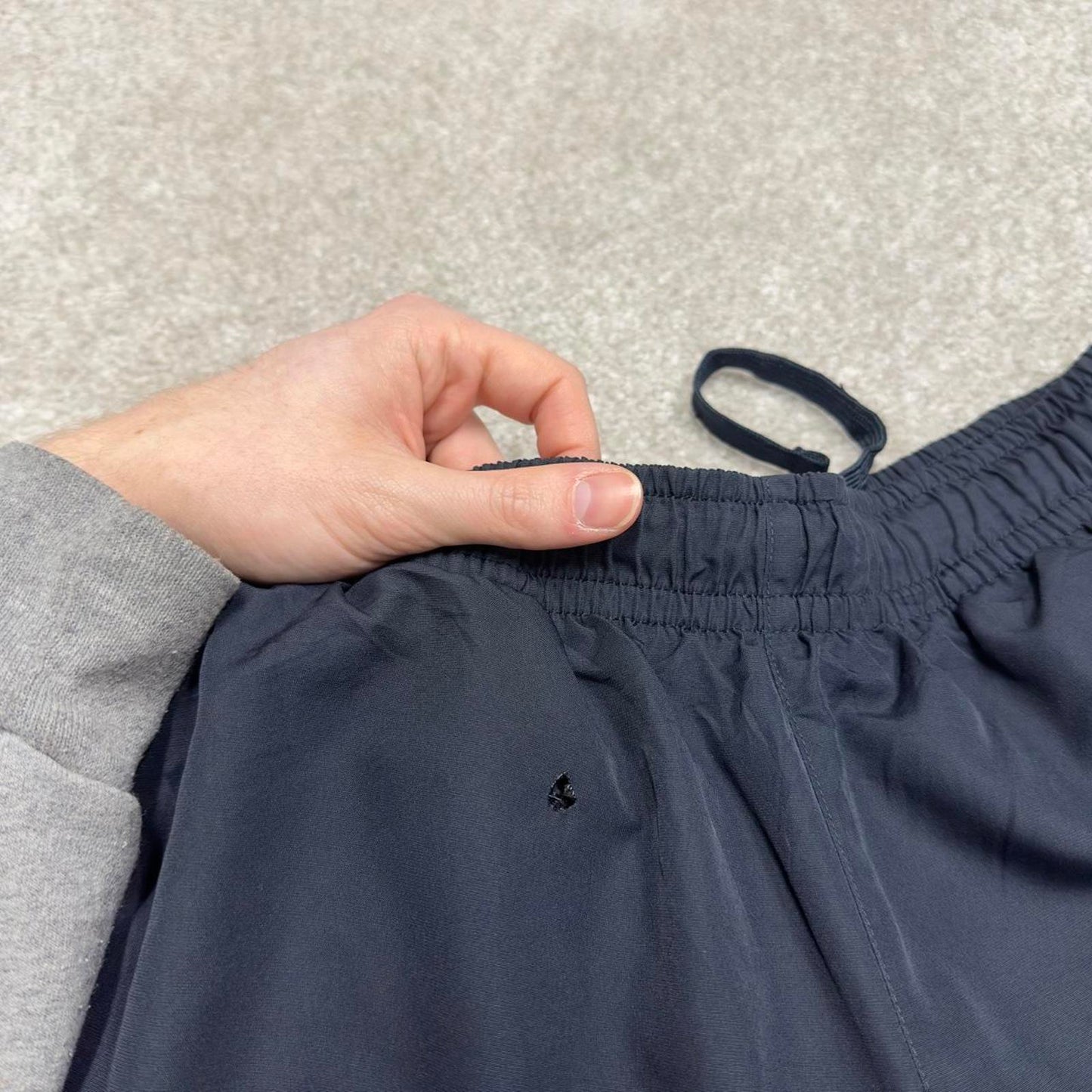 Vintage y2k loose Nike tracksuit bottoms navy black Lightweight mesh lined print logo track pants