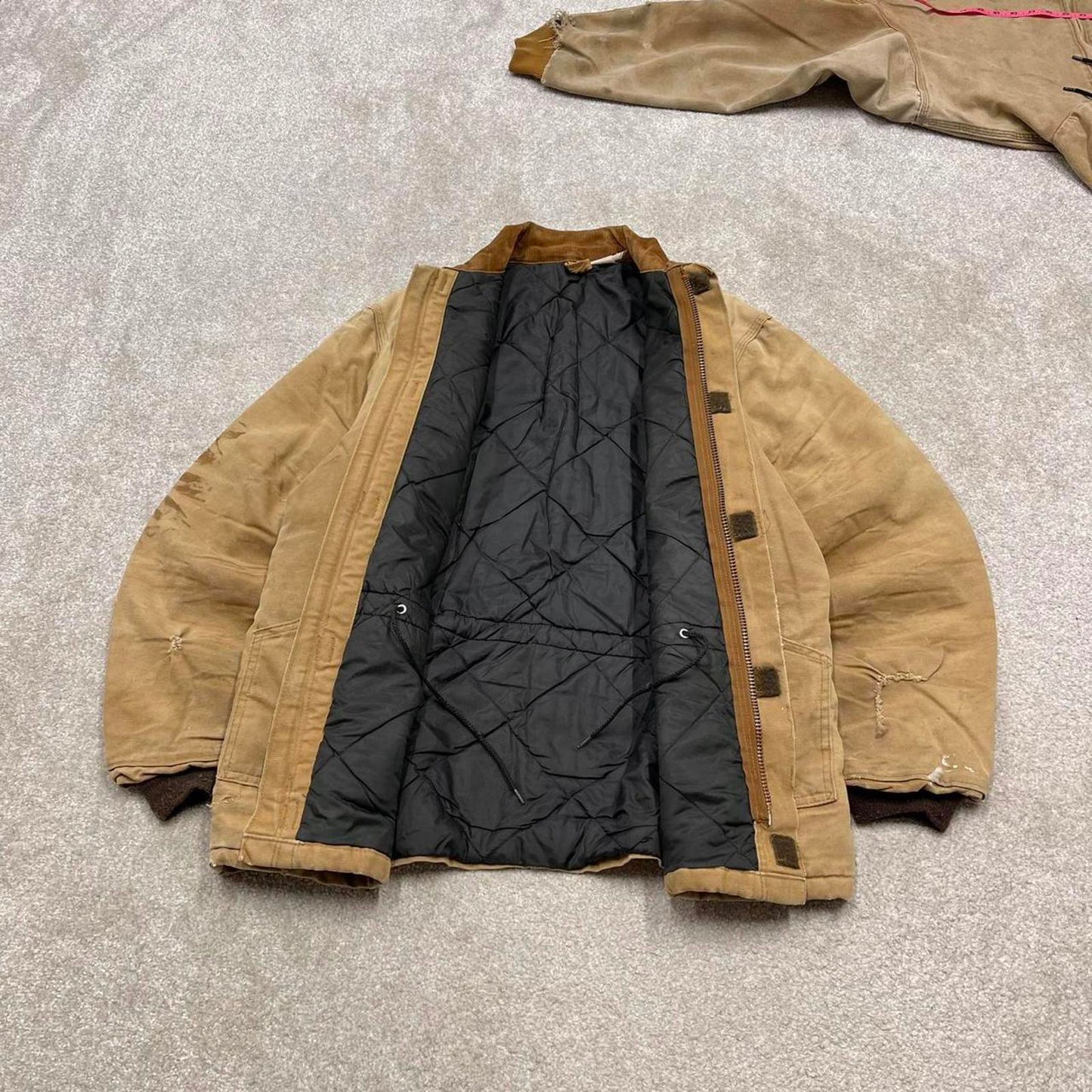 Vintage 90s Carhartt jacket winter XL tan brown canvas padded arctic chore coat workwear