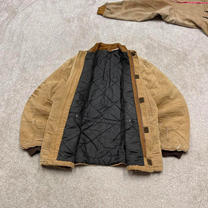 Vintage 90s Carhartt jacket winter XL tan brown canvas padded arctic chore coat workwear