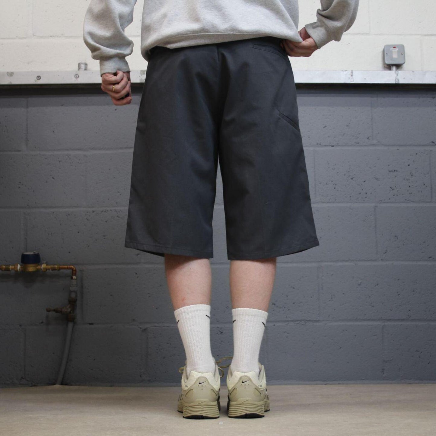 Baggy Dickies carpenter shorts grey Twill chino skater style shorts wide long leg